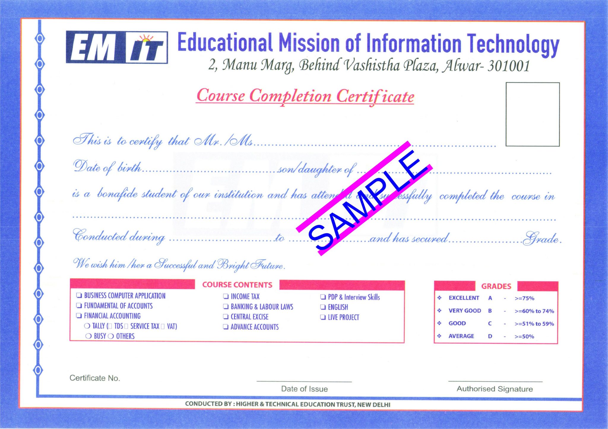 sample tally certificate 9 erp MANAGER GST ACCOUNTS Course